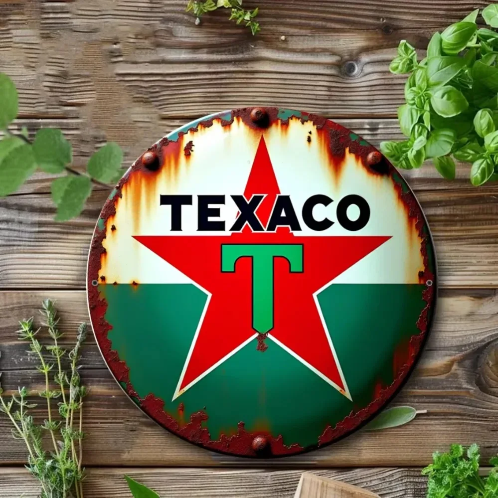 فن معدني ساحر ومذهل من Texaco Star Vintage: يجب أن يكون لديك لتزيين المنازل والمكاتب والغرف مع ذوق عتيق