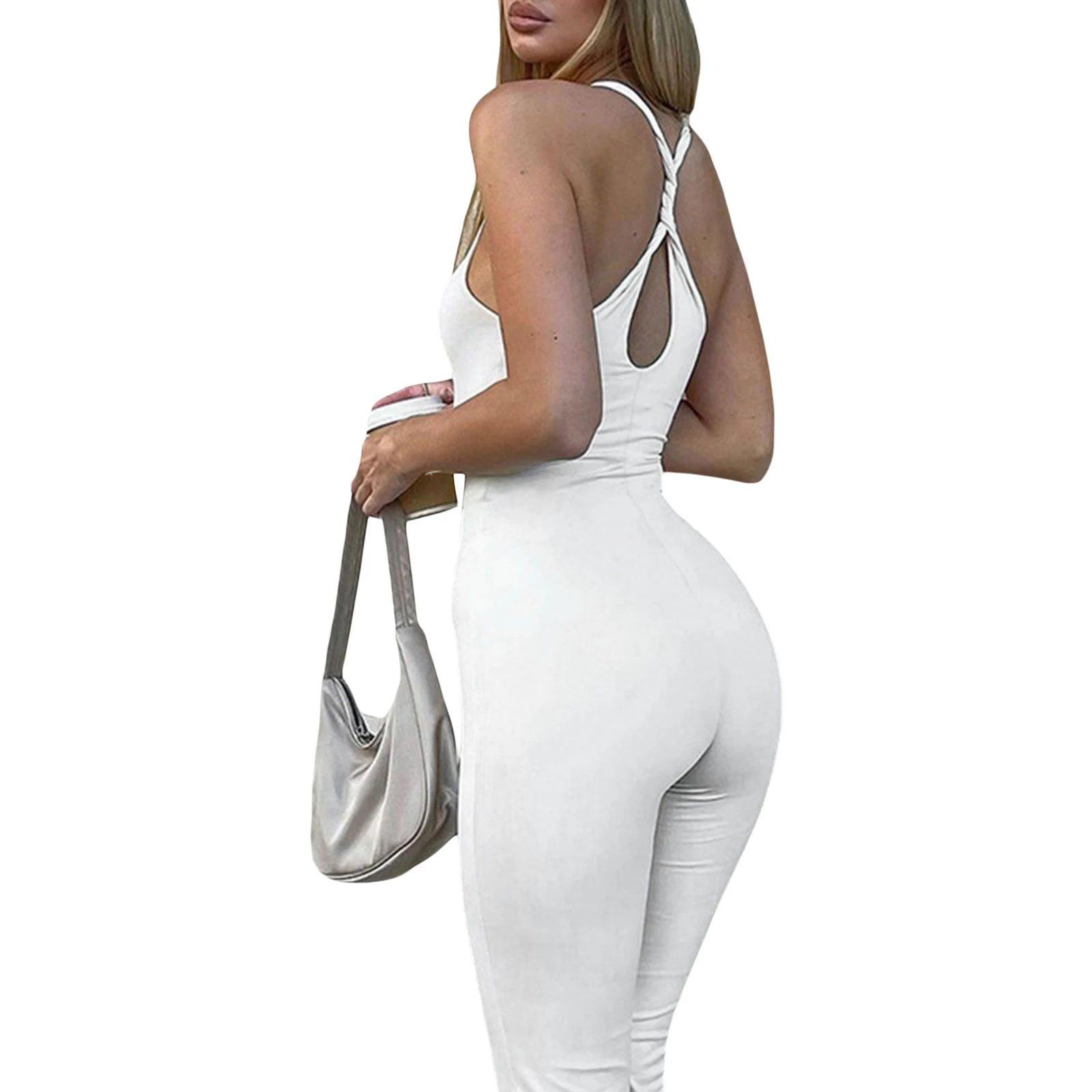 Manga comprida feminina com pescoço quadrado macacão bodycon, malha com nervuras, macacão ioga, macacão unitard treino, macacão sem costas, sexy, 1