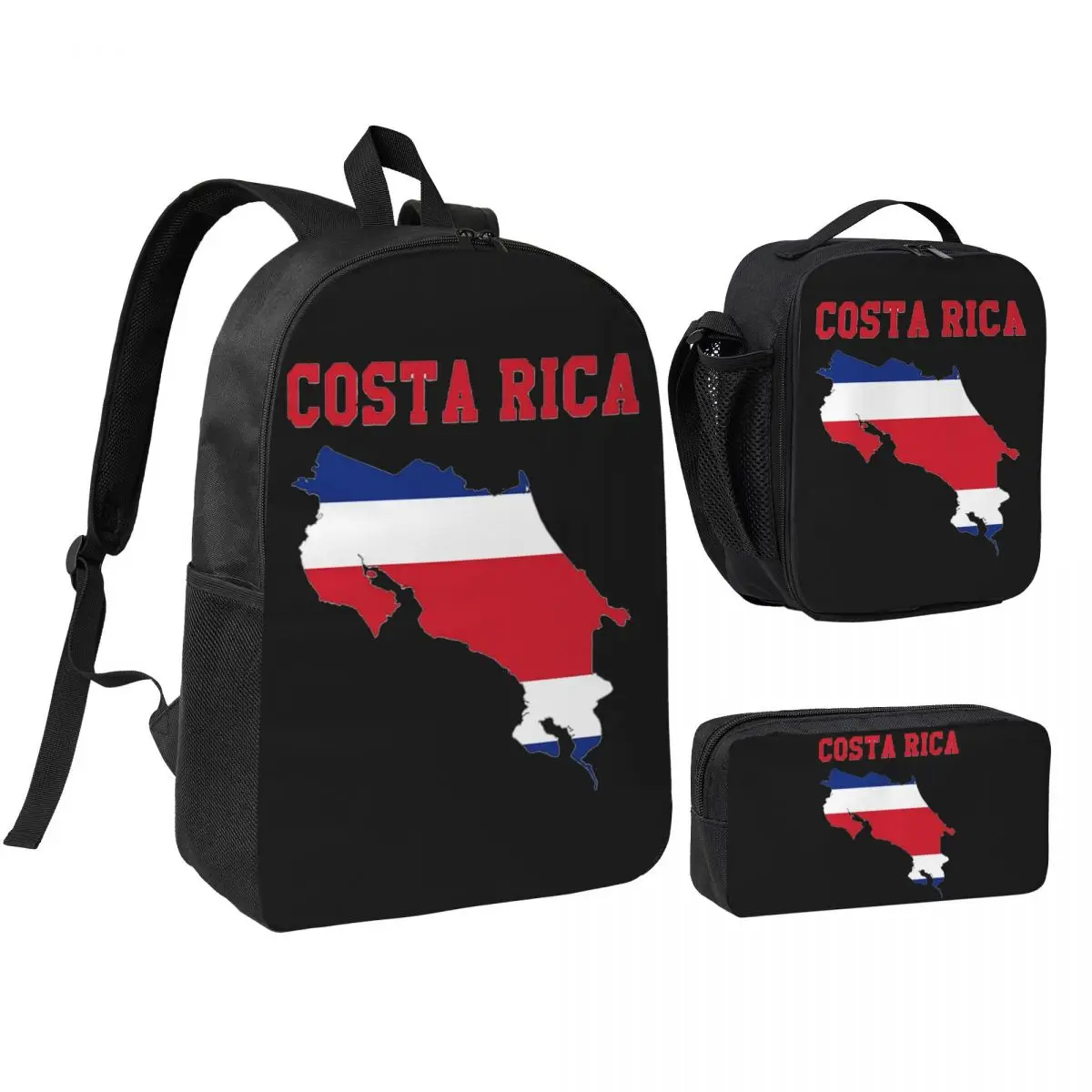 

Costa Rica Flag Graphic Backpack Boys Girls BookBag School Bag Shoulder Bags 3ps Insulated Lunch Bag Pencil Case