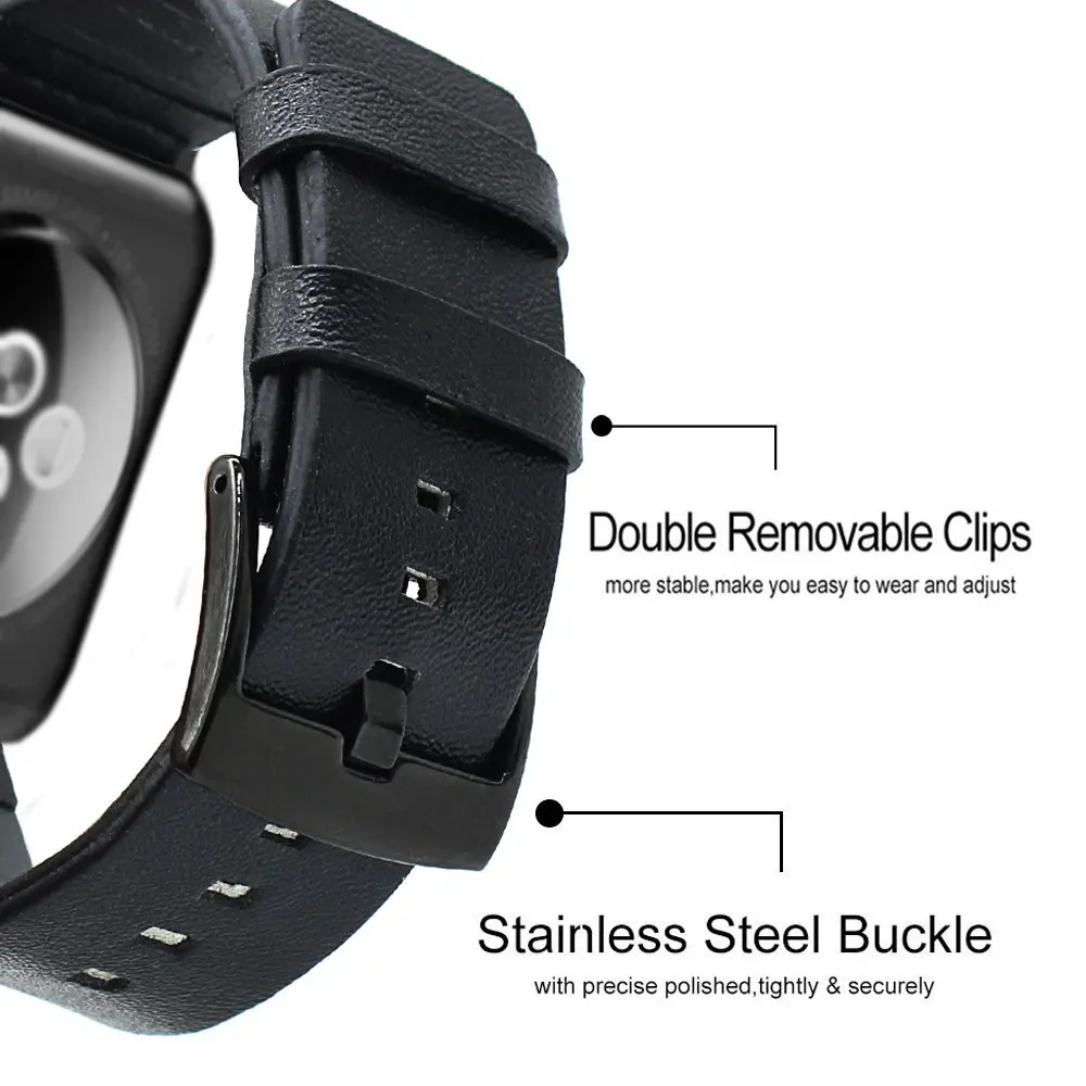 Schwarz Echtes Leder Armband Für Apple Uhr 6 5 4 SE Band 42mm 38mm iWatch Uhr Zubehör Für apple Uhr Armband armband