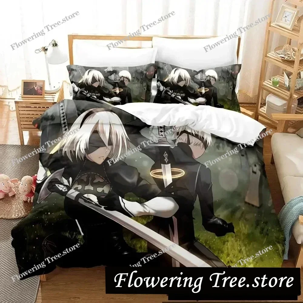 

Anime NieR Automata 2B Game Bedding Set Duvet Cover Bed Set Quilt Cover Pillowcase Comforter king Queen Size Boys Adult