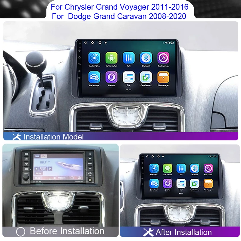 8+256 Android 12 Car Radio Carplay For Chrysler Grand Voyager 5 2011 - 2015 For Dodge Grand Caravan 2008 - 2020 4G 2 DIN DVD GPS