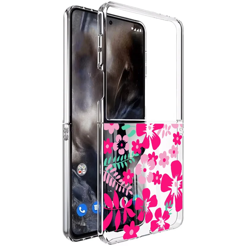 실감나는 꽃무늬 프린트 폰 케이스 (삼성 갤럭시 Z 플립7 FE 플립6 플립5 투명 폴딩 커버, 삼성 Z 플립 3 4 5 6 7 5G 호환)