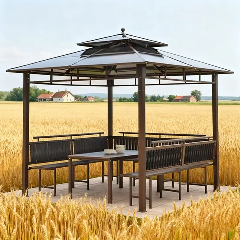 

Cheap Solar Luxury Metal Roof Sunshade Aluminum Frame Powder Coated Garden Gazebo Classic Modern Style Waterproof Windproof