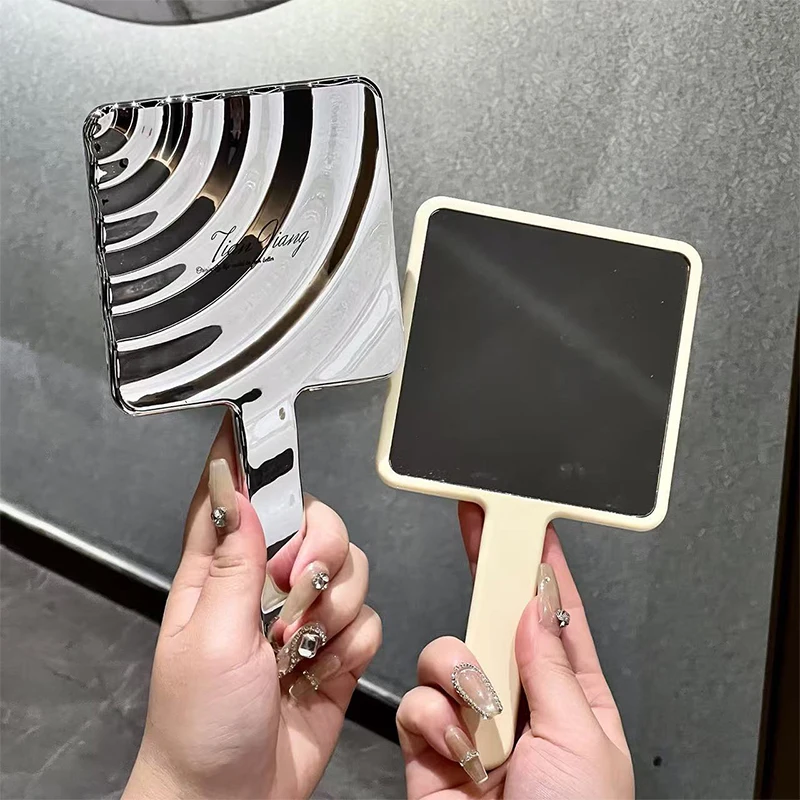 

Exquisite Handheld Makeup Mirror Water Ripple Pattern HD Square Mirror Travel Portable Beauty Mirror Lady Girls Gift