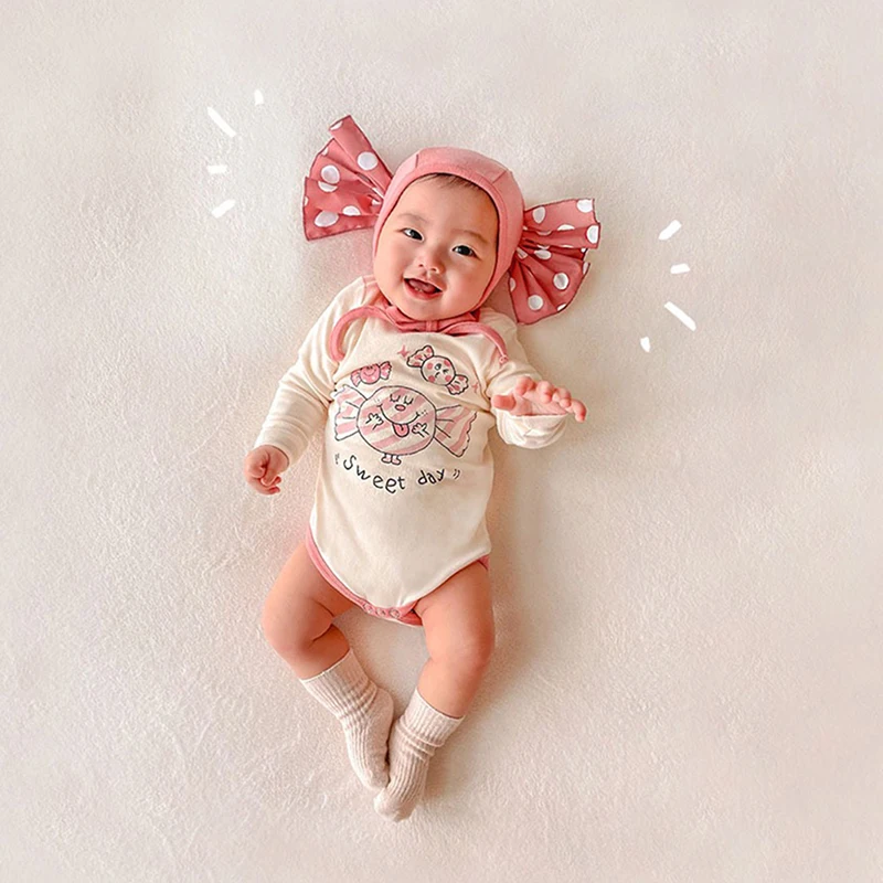 

Infant Baby Girls Onesies Newborn Rompers Pink Candy Cotton Clothes With Hat Bebe Kawaii Costume Kids One-Piece Jumpsuit Outfits