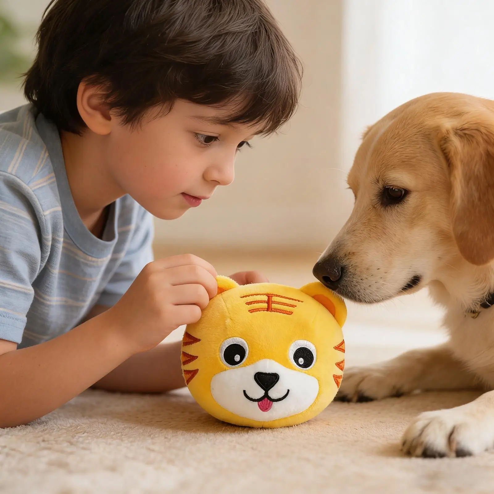 Juguetes para perros rompecabezas interactivo de felpa eléctrica bola chirriante móvil de dibujos animados de felpa resistente a mordeduras entrenamiento automático para perros chirriantes