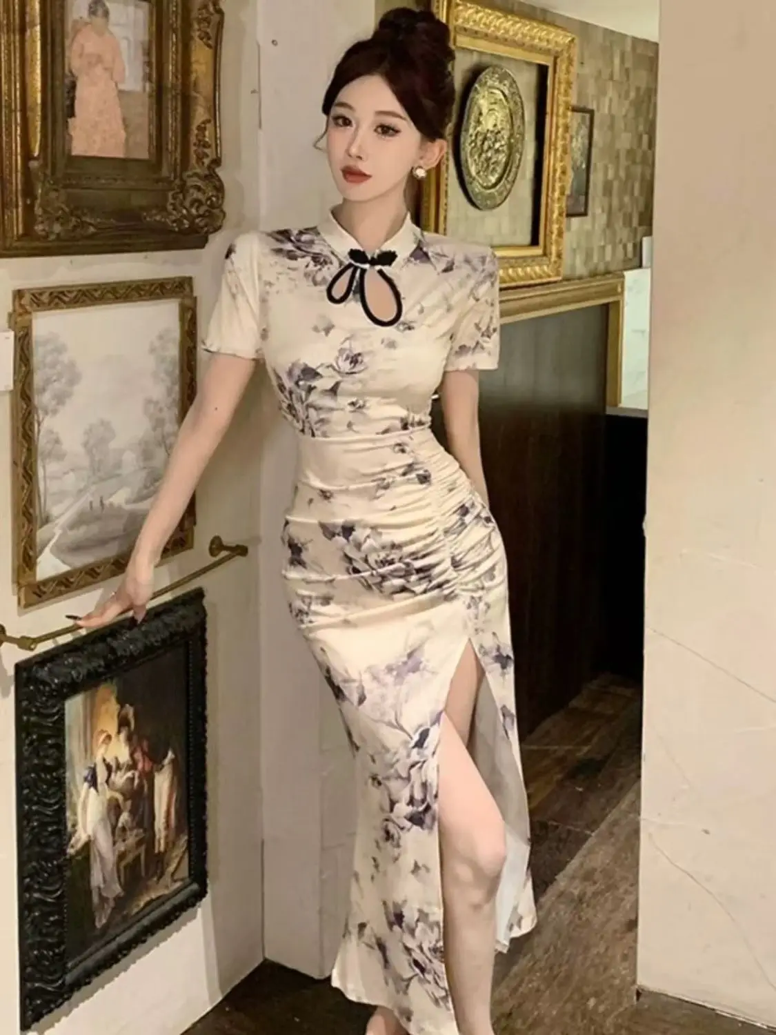 فستان شيونغسام نسائي عتيق لوكس تشيباو 2025، فستان عرقي عصري بقصة ضيقة للنساء الشابات