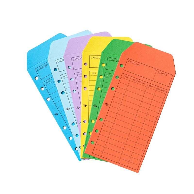 6 Hole Loose-leaf Financial Accounting Storage Bag A5 A6 Colored Envelope Pen Refill Inside Pages Notebook Storage Clip