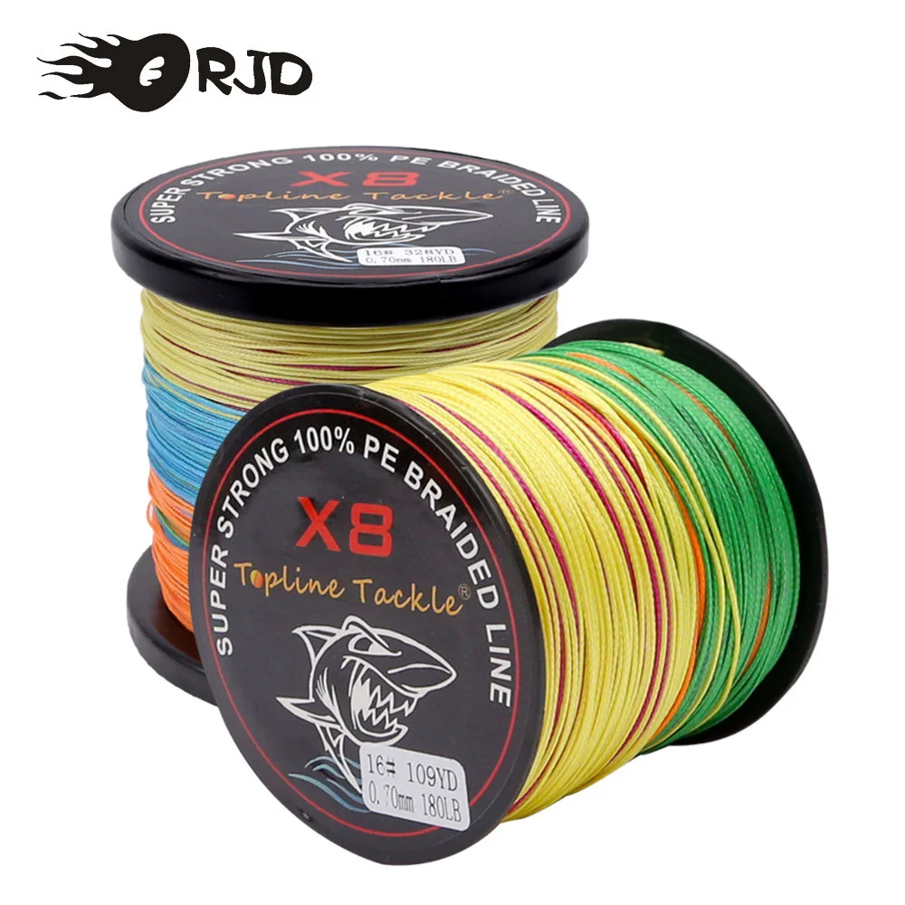 ORJD 100M 8 Strands 8-300LB PE Braided Fishing Line 8x Multifilament Line Super Strong Fishing Line Japan Multicolor