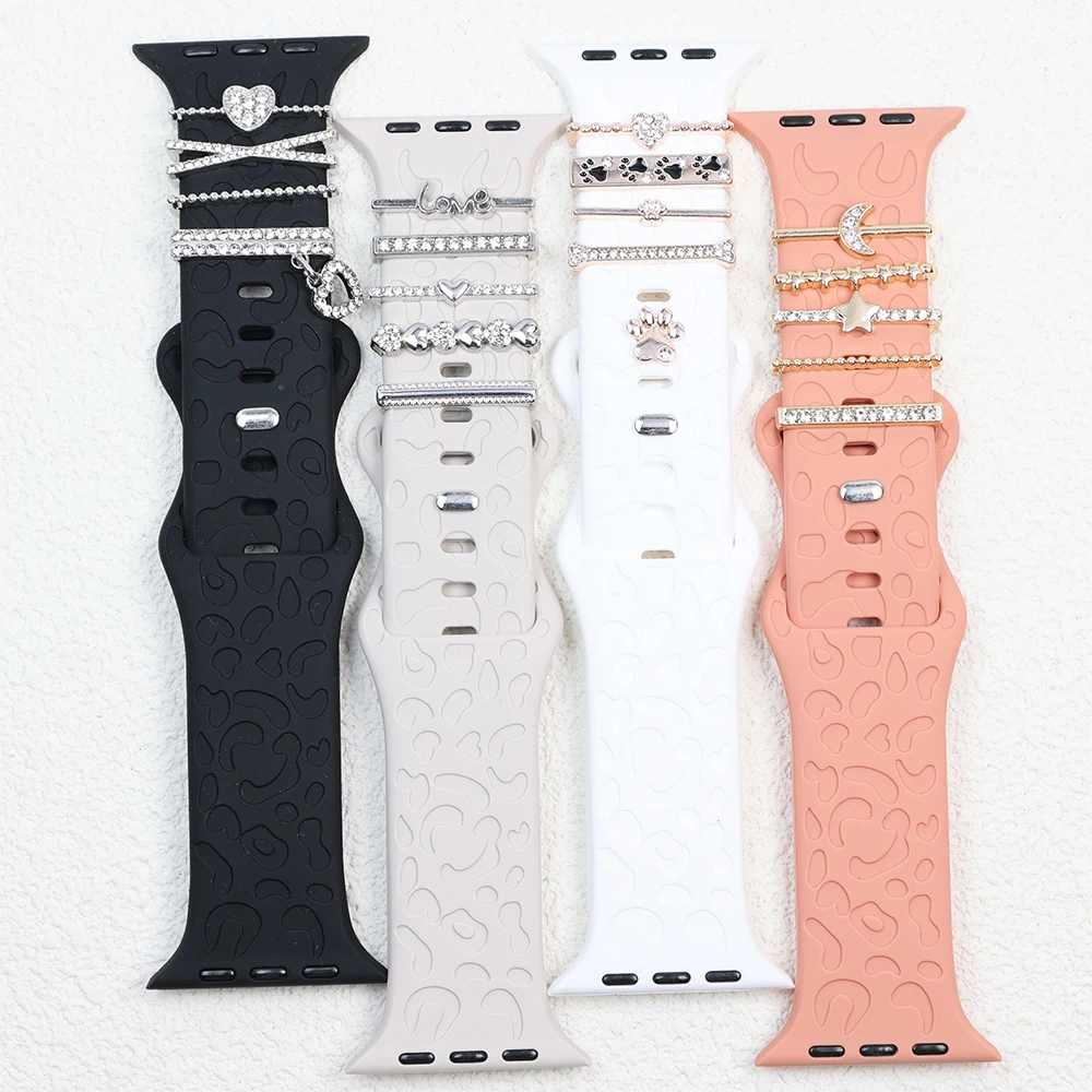 موضة سيليكون حزام ديكور ل سوار ساعة يد آبل زخرفة الديكور المعادن سحر حزام 38 مللي متر 40 مللي متر 42 مللي متر 45 مللي متر #6