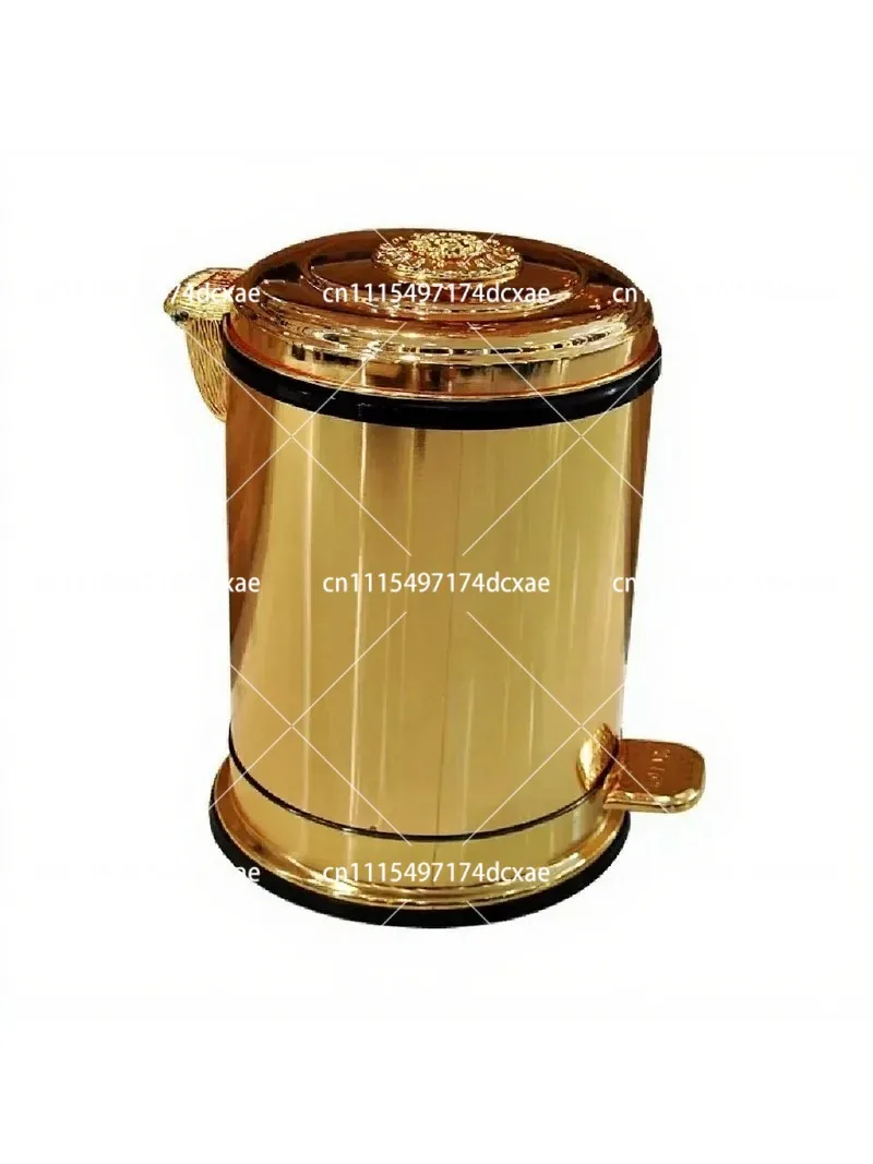 6L Stainless Steel Trash Can with Lid, Antique Bronze Waste Bin for Home, Office, Kitchen & Bathroom
