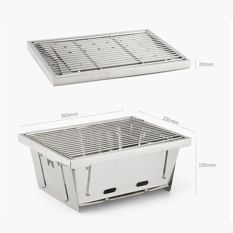 igt-アウトドア-キャンプ用-チャコールbbqグリル-折りたたみ式-ロースター-ステンレス製-クッカー-3kg-軽量-ティー＆bbq用