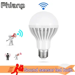 Phlanp LED Sound Sensor Lamp E27 220V 230V 240V Led Bulb 3w 5w 7w 9w 12w Cold White Auto Smart Infrared Body Sensor Light