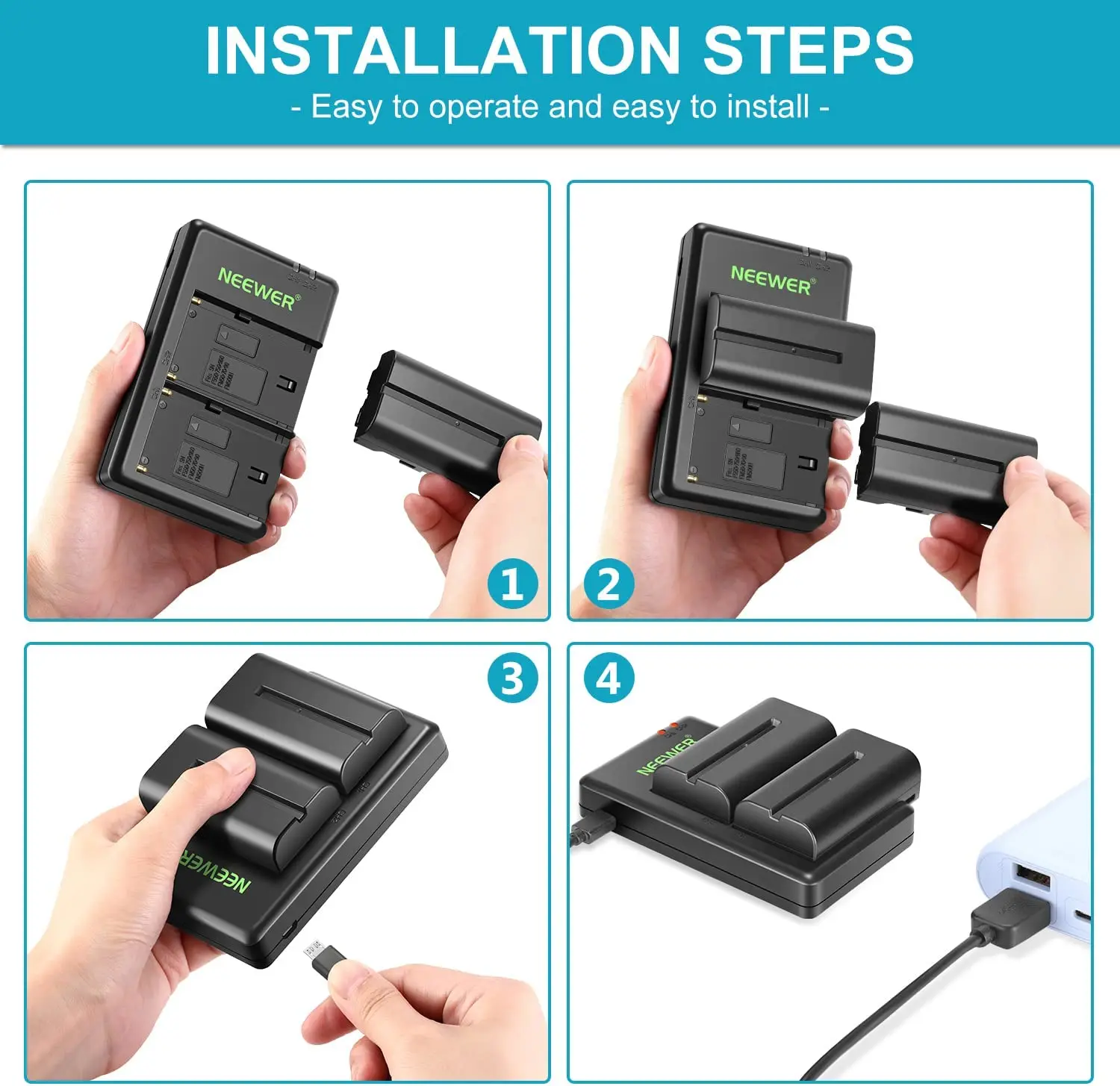 Pickle Power 2Pz Batteria NP-F550 E Caricabatterie Doppio Per Sony NP-F750/F770/F570/F550/F530/F330/F950/F960/F970 – Kit Completo Con Cavo USB E Display LED