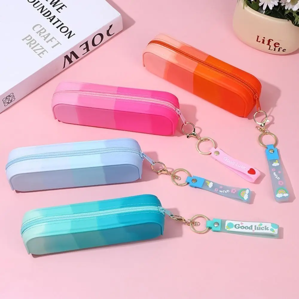 Sac à stylos en silicone souple créatif, étui à crayons de grande capacité, document nickel é, fournitures d'apprentissage multifonctionnelles, sac de rangement pour stylos