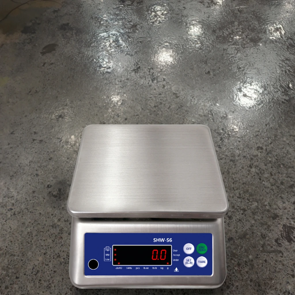 

SHW-S6 All Stainless Steel IP68 for Wet Dusty & Water-Heavy Environments Single-sided Display Waterproof Table Scale