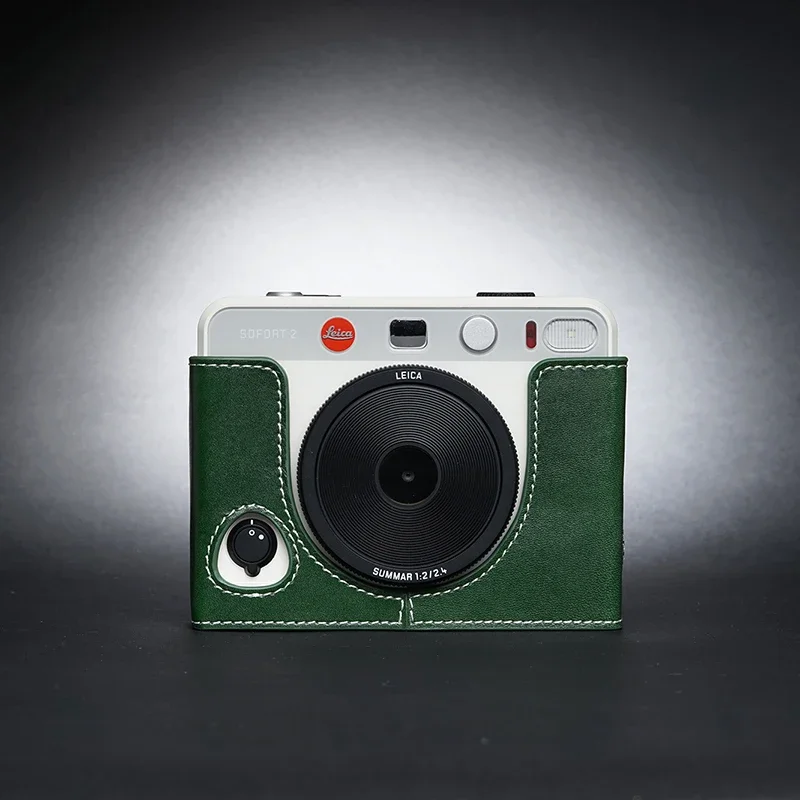 حقيبة الأدمة المضادة للانزلاق من الجلد الطبيعي لـ Leica Sofort 2 ، علبة صندوق الجسم ، غلاف واقي ، باب بطارية مفتوح ، مصنوع يدويًا
