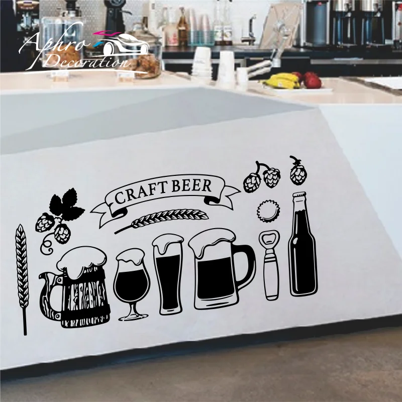 

Craft Beer Wall Sticker Glass Cup Alcohol Drink Pub Decor Home Decoration Barley Beer Art Mural Wallpaper Post