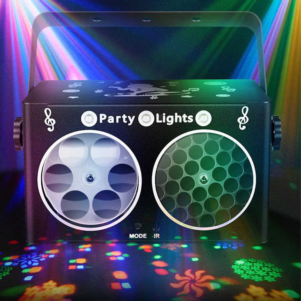 3IN1 DJ Party Light LED Stage Light Sound Activated Patterns Light Kaleidoscope Strobe Light Laser Light Holiday Wedding Decor