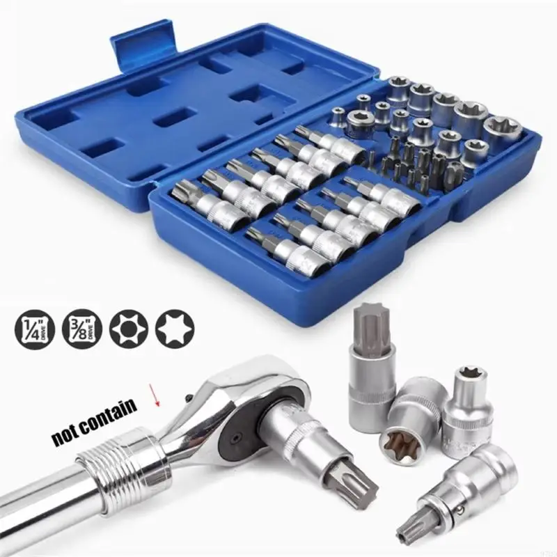 97qd 34pcs 3/8 "приводной гнездо и инструмент для ремонта битов для различных потребностей в обслуживании