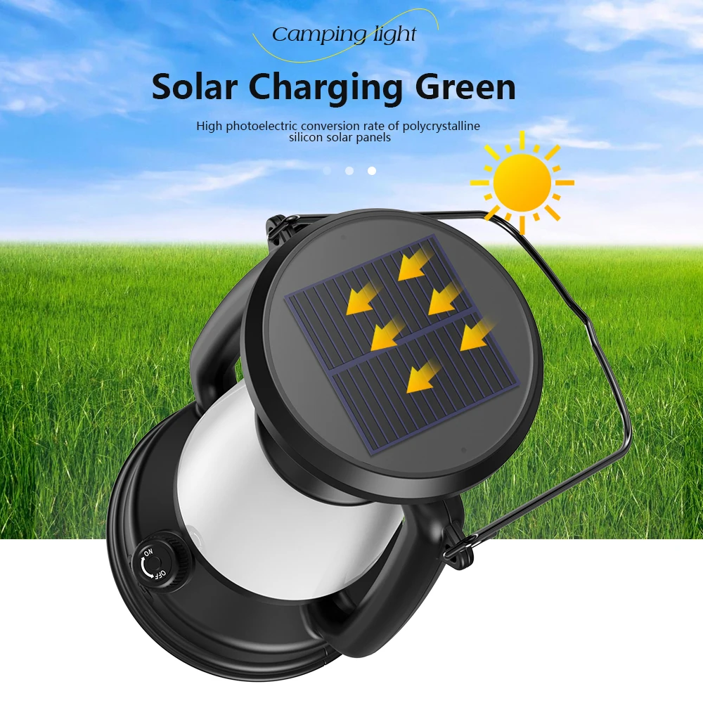 New Retro Lamp Tri-Color Led Stepless Dimming Light Source Portable Hanging Solar Charging USB Camping Outdoor Lighting