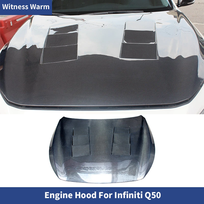 for Q50 Bonnet High Quality Carbon Fiber Engine Hood Cover for Infiniti Q50 Bonnets Engine Covers Car Body Kit 2014+