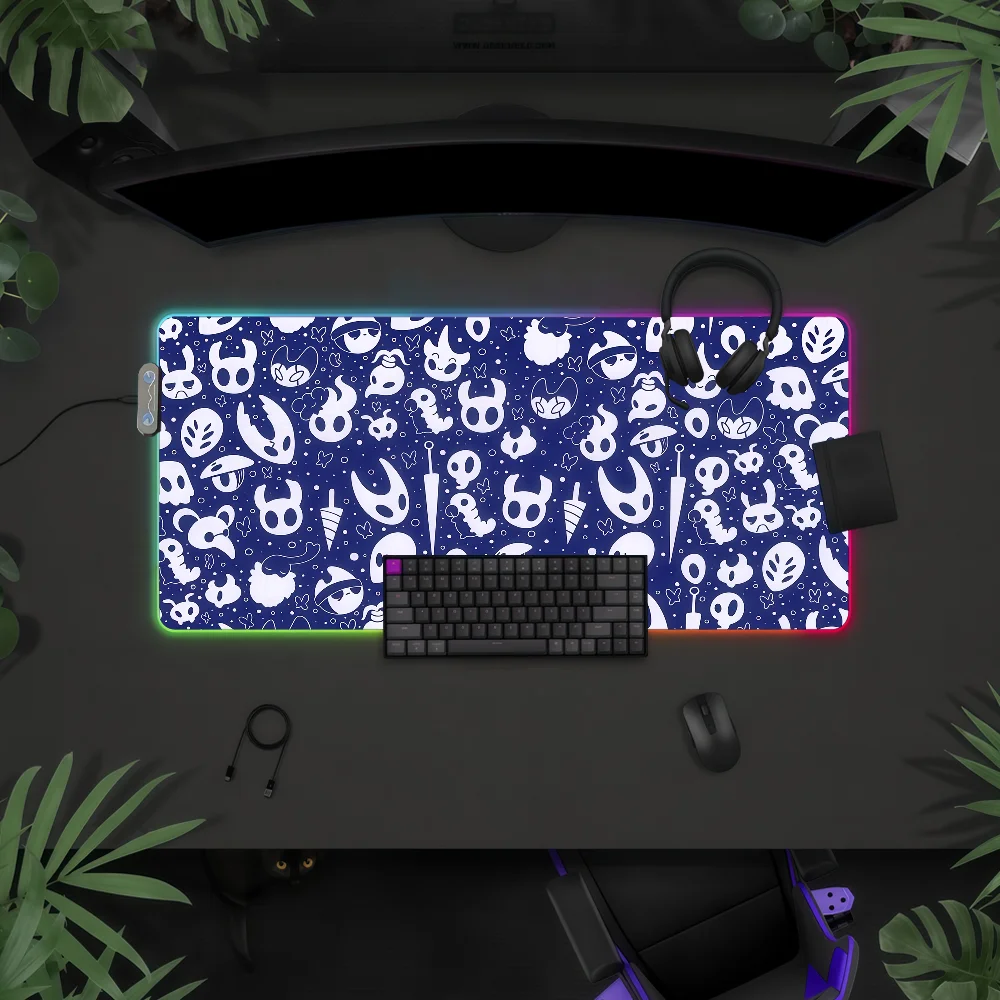 

Game Hollow Knight Mouse Pad Waterproof RGB LED Light Colorful Game Keyboard Non-slip Cover Desk-mat Surface