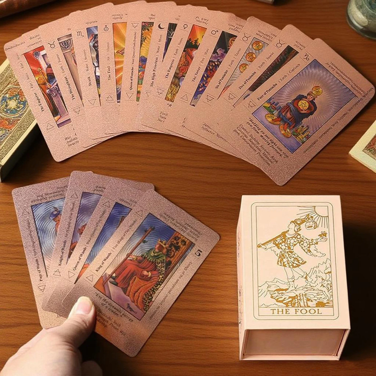 

78 Classic Divination Set with Guide Book Rose Gold Waterproof Tarot Cards with Meanings on Them Holiday Party Board Game Tools