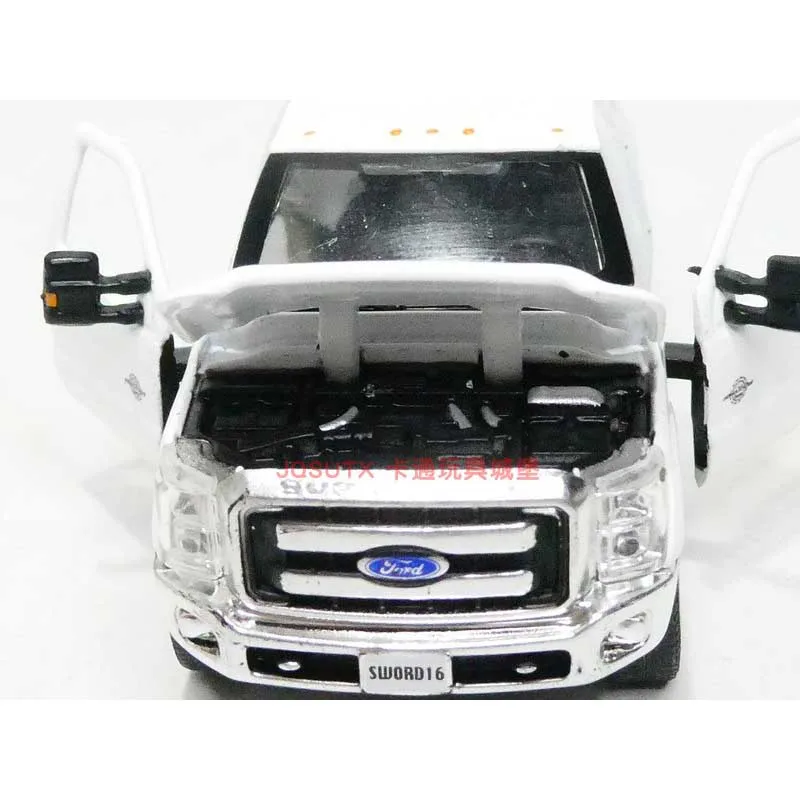 BM Diecast 1:64 2016 F-250 White Alloy Pickup Truck Model Open Door Adult Collection Display Ornament Boy Toy