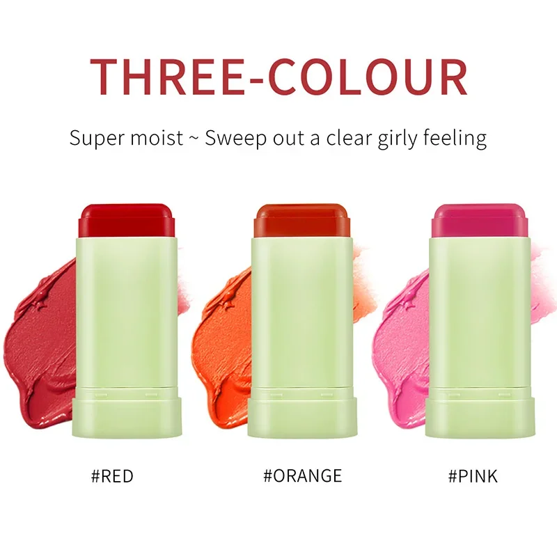 Multi-function Blush Stick Natural Cheek Face Rouge Blusher Cream High Color Lasting Rendering Brightening Skin Tone Waterproof