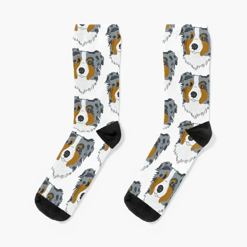 

Australian Shepherd Socks set designer brand happy Crossfit Woman Socks Men's funny sock gifts hiphop Male Socks Women's