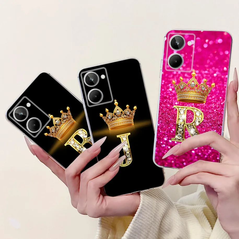 For Realme 10 Pro Case Cute Crown Letters Soft Silicone Clear Fundas Back Cover For Realme 10 Pro Plus Realme10 4G RMX3630 Coque