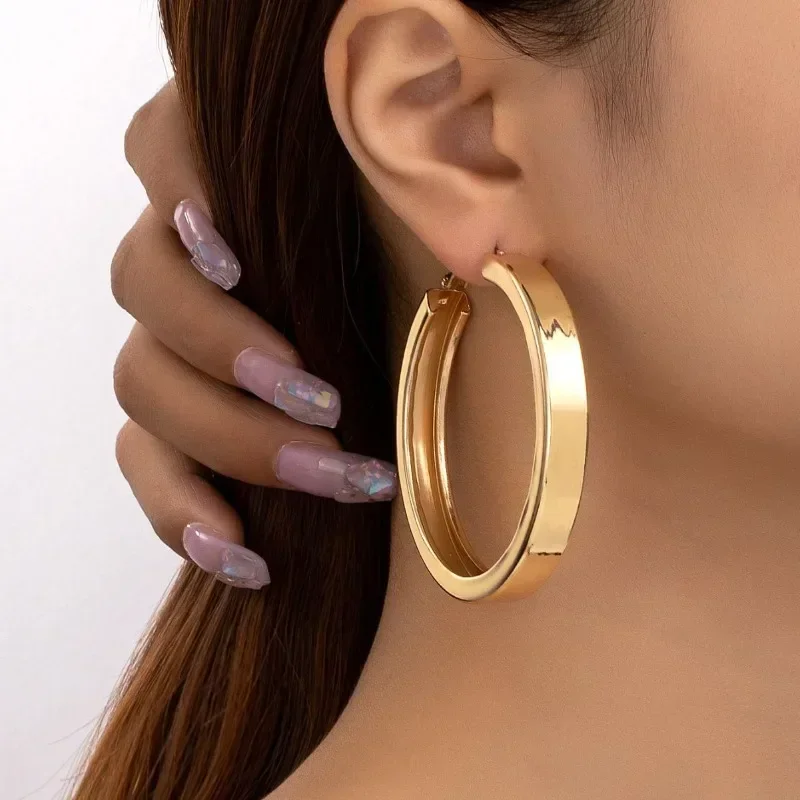 Simple Exaggeration Hoop Earrings For Women Temperament OL Holiday Party Gift Fashion Jewelry Ear Accessories AE139