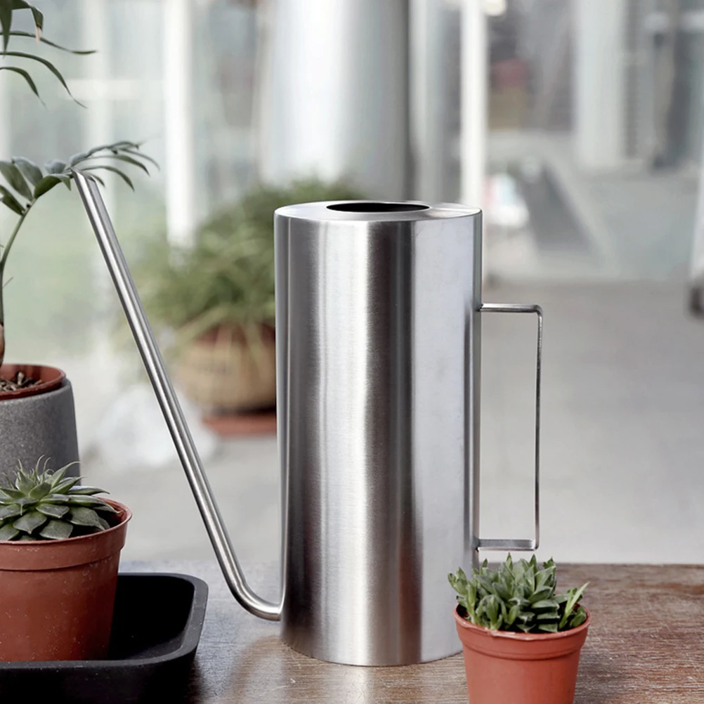 

1pc Stainless Steel Watering Can Large Capacity Long Spout Smooth Pouring Lightweight Portable For Indoor Outdoor Plants Flower