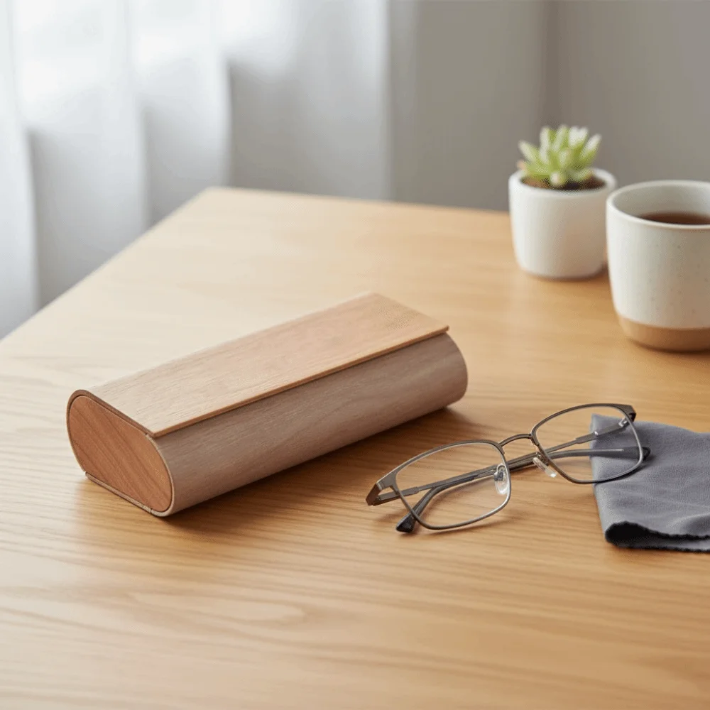 PU Leather Double Layer Glasses Case Waterproof Scratch Resistant Hard Eyewear Protector for 2 Pair Eyeglasses Portable