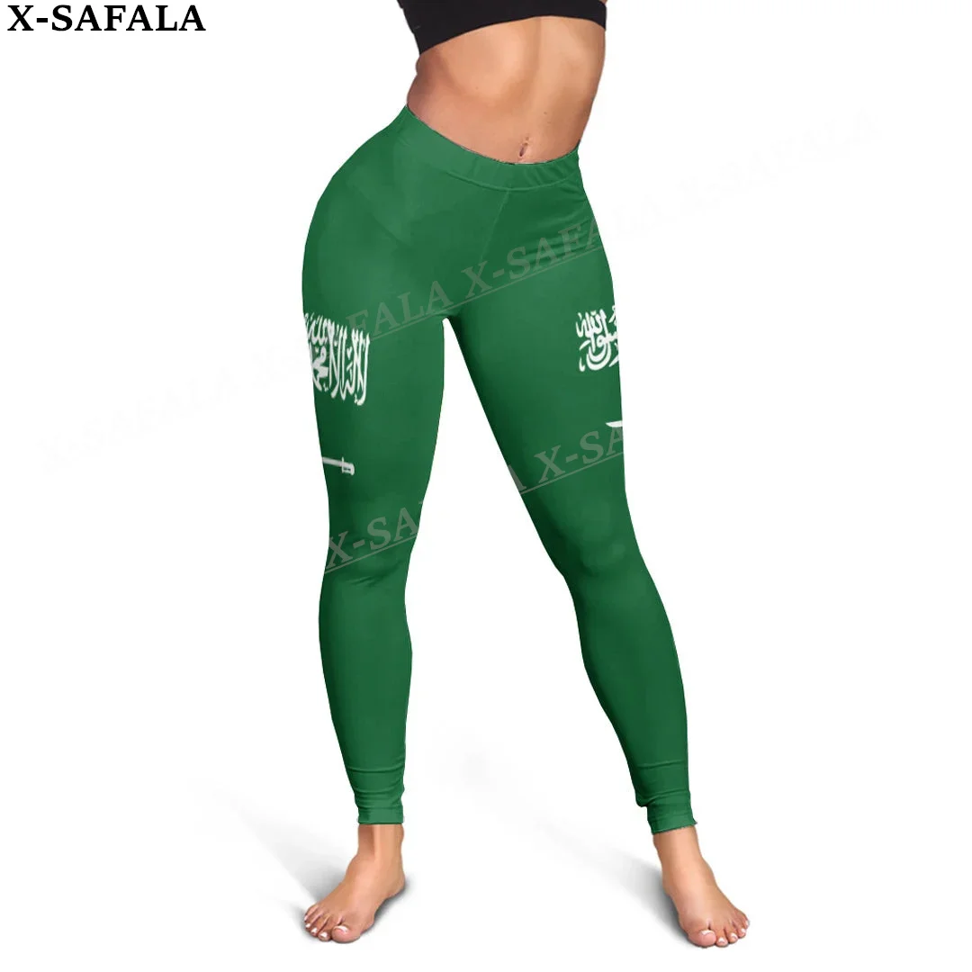 Saudi Arabia Coat Of Arms Love Country Leggings 3D Print Women Yoga Girl Stretch GYM Slim High Waist Legging Summer Sports-1