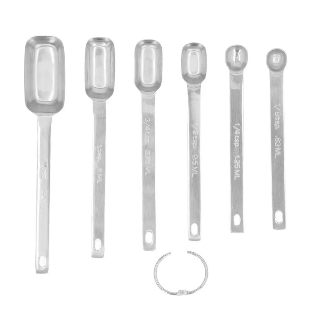 Stainless Steel Measuring Spoon Set Gold Silver Clear Marking Measuring Spoons Square Shape Removable Clasp