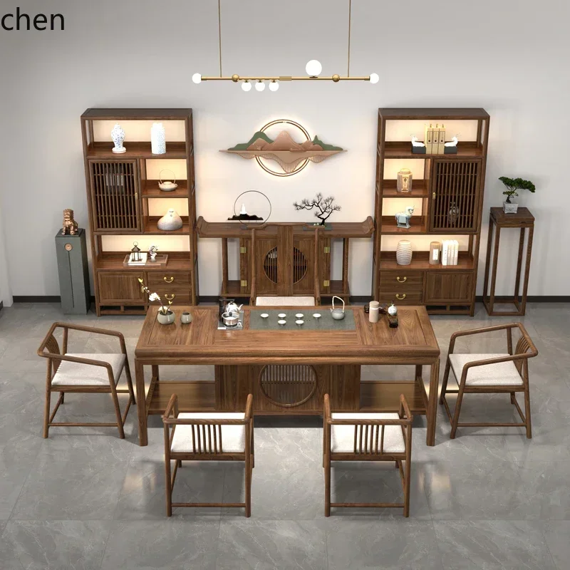 D12- Duobao Pavilion Tea Table Solid Wood Bogu Rack Combination Display Cabinet Tea Room Tea Table