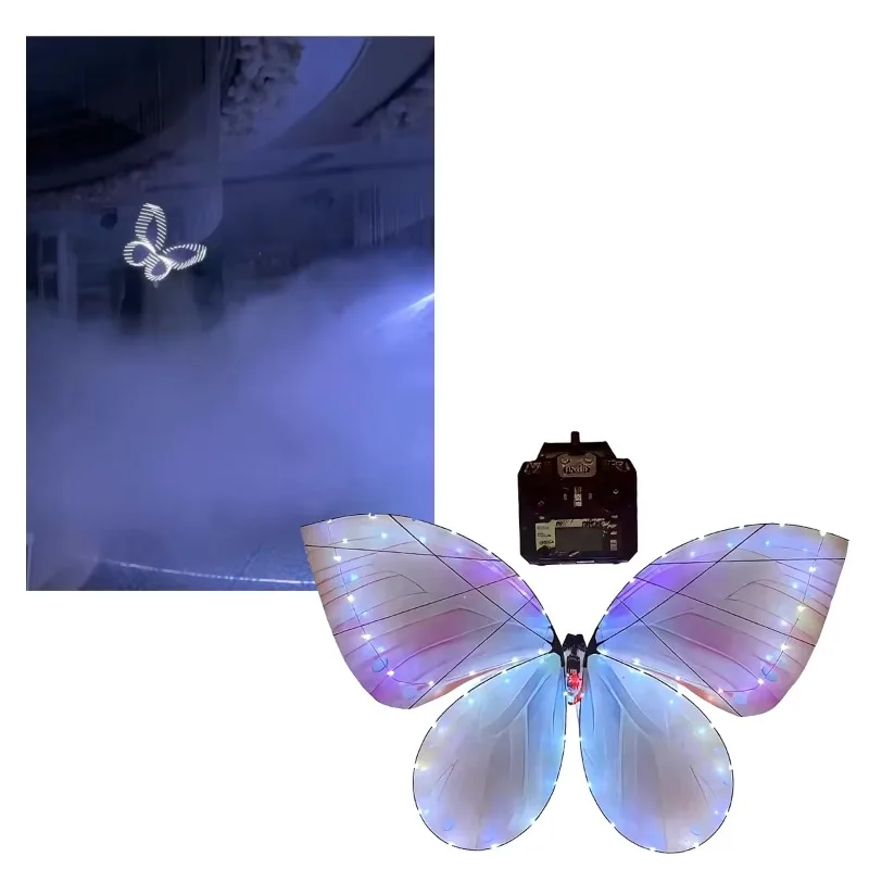 Rechargeable Bionic LED Light Ring Flying Butterfly, RC Flapping‑Wing Prop for Wedding First Dance