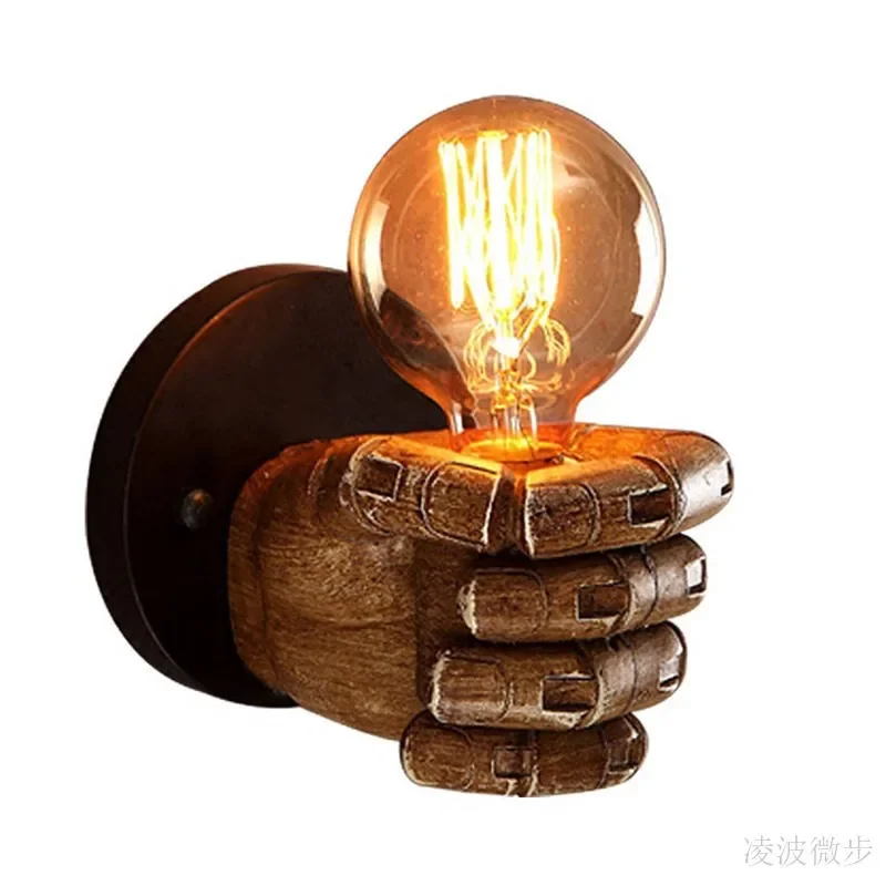 

Retro Resin Fist Wall Sconce Antique Style Lamp Sushi Shop Bar Cafe Bakery Hotel Restraurant Bedroom Loft Indusrial Lighting