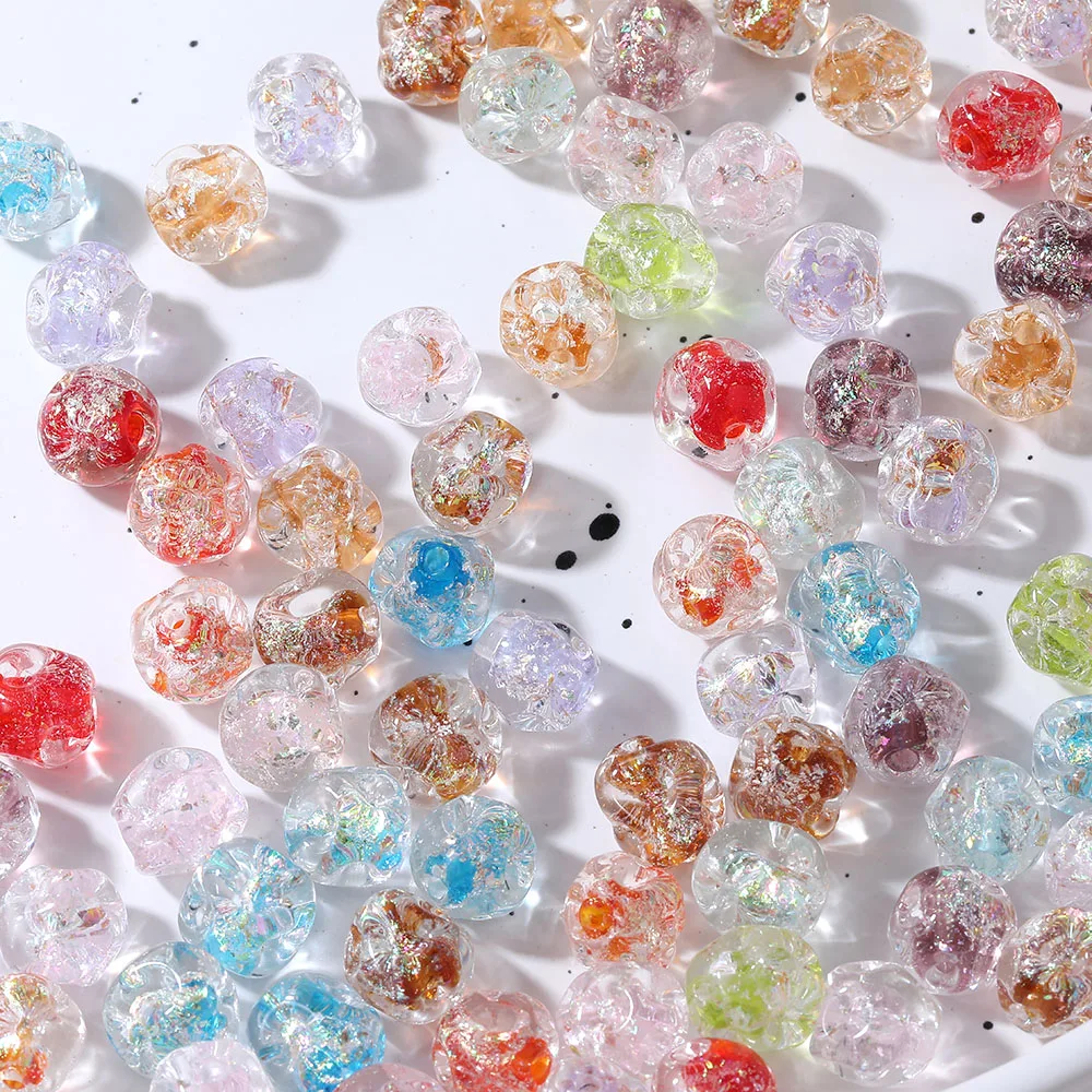 10PCS Concave convex surface Beads Glass Spacer Beads for Jewelry Making Necklace Bracelet Supplies DIY Accessories 10mm