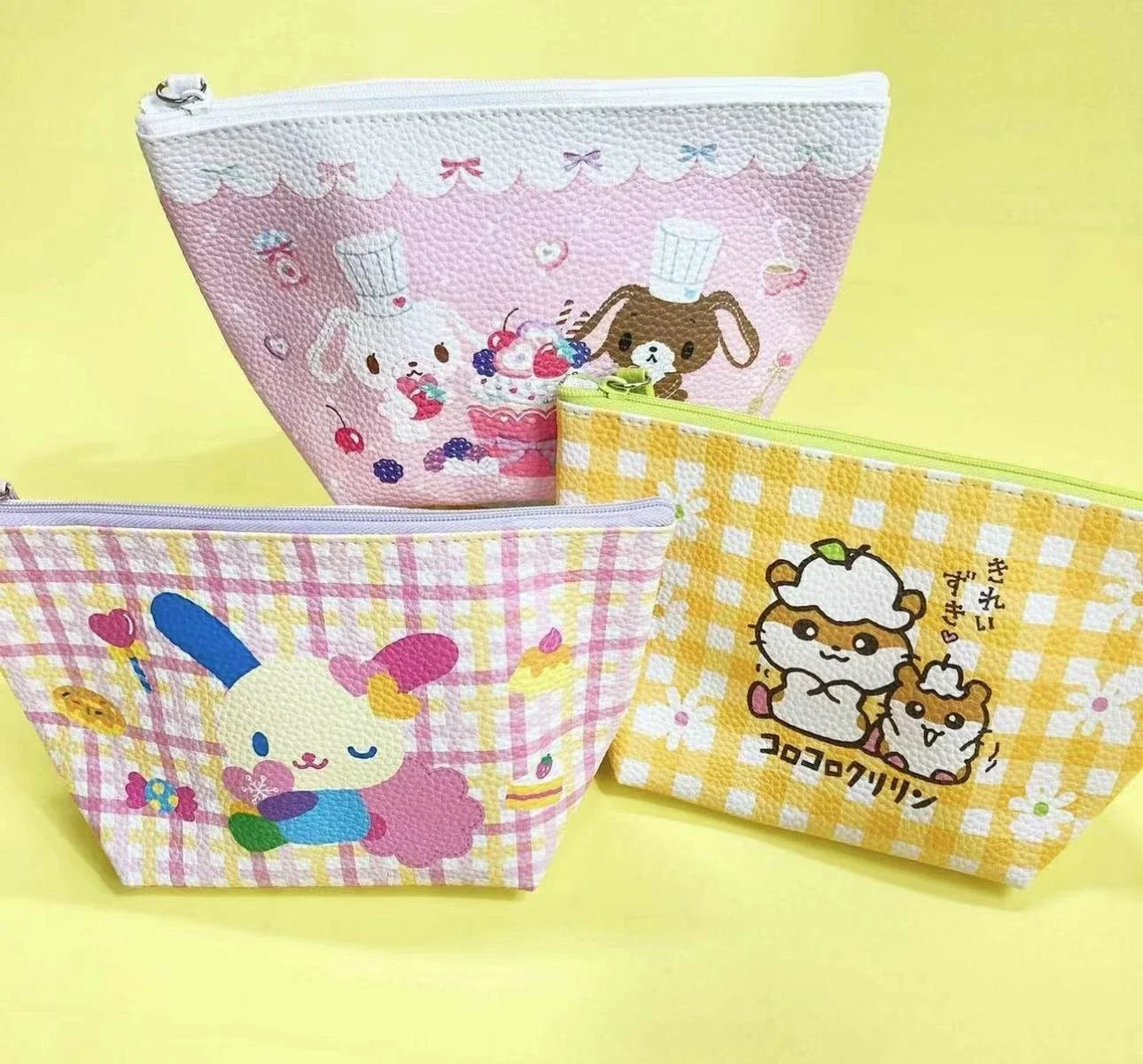 Sugarbunnies Usahana Borsa per il trucco Organizzatore di immagazzinaggio Borse per cosmetici carine Kawaii Custodia per trucco in pelle per cartoni animati Custodia per bellezza Vanity