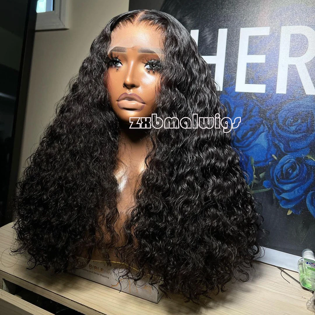 ZXBMALWIGS Synthetic 13X4  Bouncy Curly  Black Color   Lace Front Wigs for Women Glueless Cosplay Hair Heat Resistant Fiber