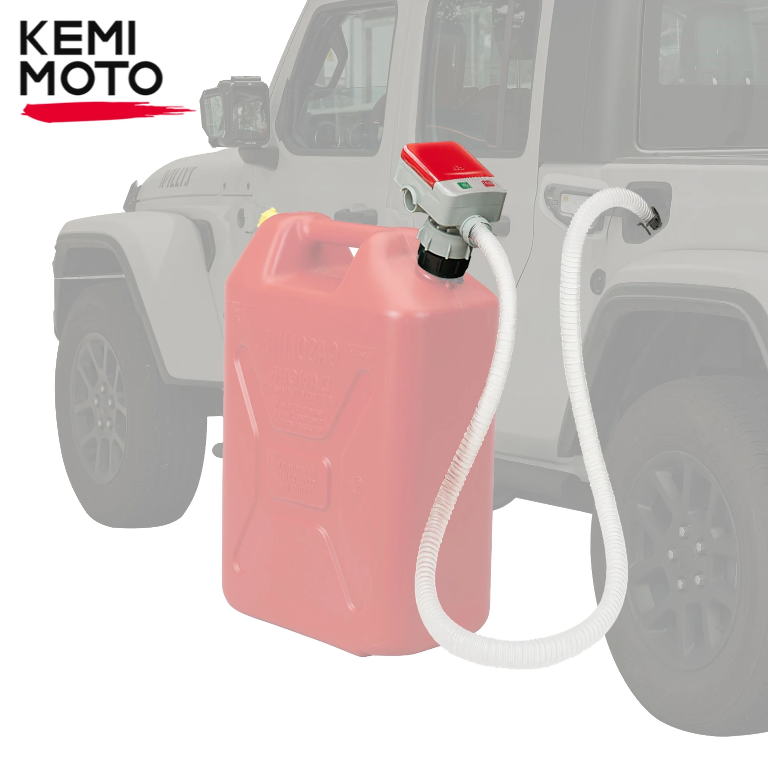 

KEMIMOTO UTV Fuel Transfer PumpOil Pump with Auto-stop Sensor Leak Protection 2.4GPM, 4 AA Battery Powered with 3 Can Adapters