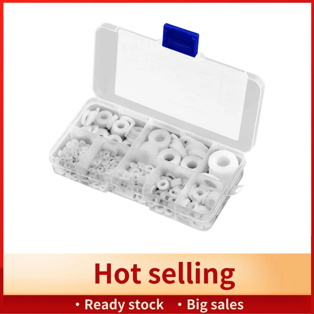 

500Pcs White Nylon Flat Washer Gasket Set M2 M2.5 M3M4M5 M6 M8 M10 Plastic Sealing O-Rings Assortment Kit Fastener