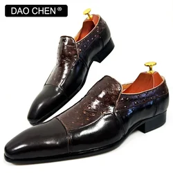 LUXURY MEN LEATHER SHOES BLACK COFFEE MIXED COLORS CASUAL MENS DRESS SHOES SLIP ON WEDDING OFFICE LOAFERS SHOES FOR MEN