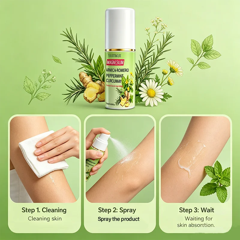 YUITIKUE Natural Plant Magnesium Spray Gentle Skin Friendly Cool Calm Muscle Joint Easy Application Body Care Mist