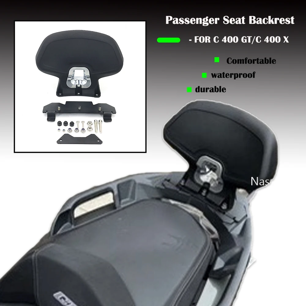 NEW Motorcycle Accessories Black Rear Passenger Seat Backrest Cushion Back Rest Pad FOR BMW C400GT C400X C 400 X / C 400 GT