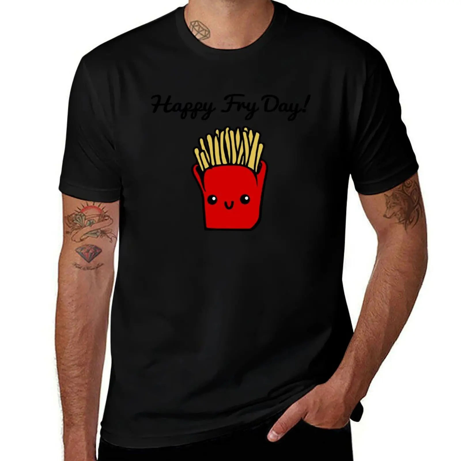 Day Fry Happy T-Shirt Big Size Crew Neck T-Shirt